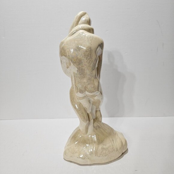 Bare Kissing Couple Porcelain Figurine - 13 Inches Tall - Glazed Porcelain - Picture 3 of 5